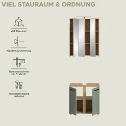 welltime Badmöbel-Set »LUCCA, 2 teilig, inklusive LED Beleuchtung, bestehend aus:« Set, 2 Stk. tlg.