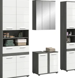 welltime Badmöbel-Set »LUCCA, 4-tlg. Badkombination, viel Stauraum, modernes Design« 4 Stk. tlg.