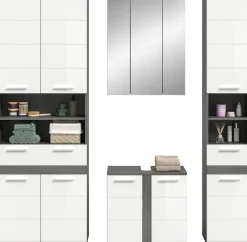 welltime Badmöbel-Set »LUCCA, 4-tlg. Badkombination, viel Stauraum, modernes Design« 4 Stk. tlg.