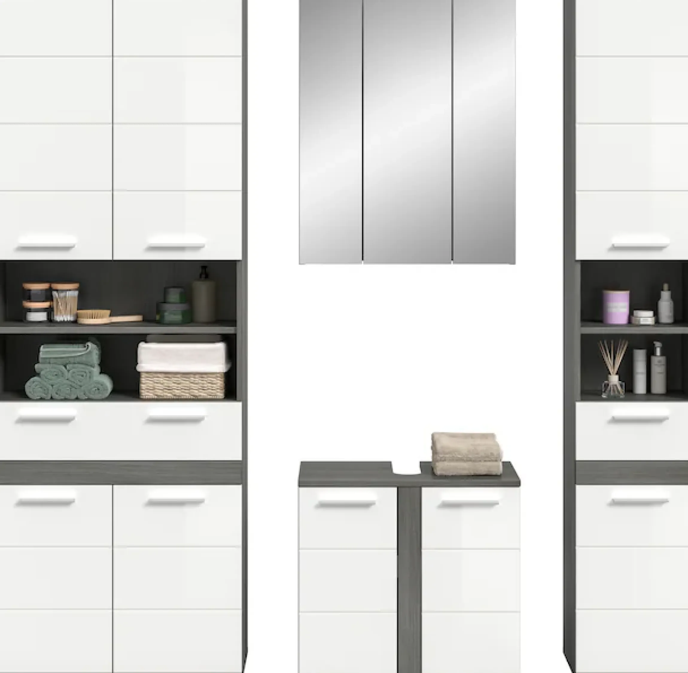 welltime Badmöbel-Set »LUCCA, 4-tlg. Badkombination, viel Stauraum, modernes Design« 4 Stk. tlg.