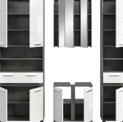 welltime Badmöbel-Set »LUCCA, 4-tlg. Badkombination, viel Stauraum, modernes Design« 4 Stk. tlg.
