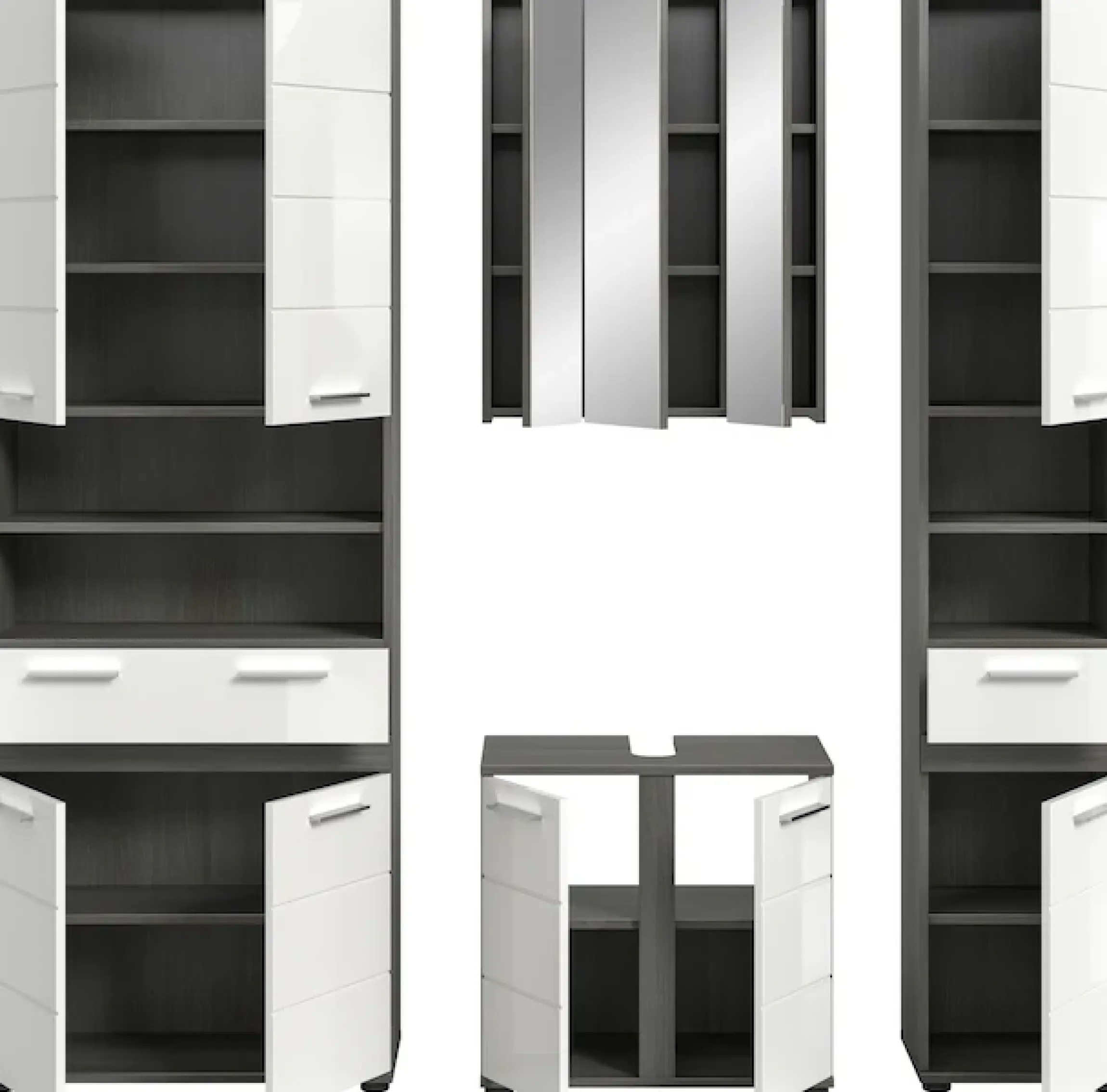 welltime Badmöbel-Set »LUCCA, 4-tlg. Badkombination, viel Stauraum, modernes Design« 4 Stk. tlg.