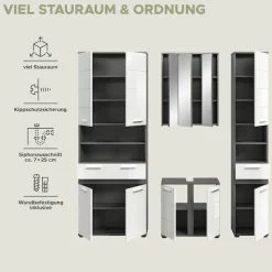 welltime Badmöbel-Set »LUCCA, 4-tlg. Badkombination, viel Stauraum, modernes Design« 4 Stk. tlg.