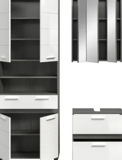 welltime Badmöbel-Set »LUCCA, 3-tlg. Badkombination, viel Stauraum, modernes Design« 3 Stk. tlg.