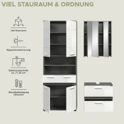 welltime Badmöbel-Set »LUCCA, 3-tlg. Badkombination, viel Stauraum, modernes Design« 3 Stk. tlg.