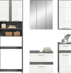 welltime Badmöbel-Set »LUCCA, 5-tlg. Badkombination, viel Stauraum, modernes Design« 5 Stk. tlg.