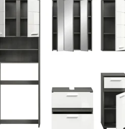 welltime Badmöbel-Set »LUCCA, 5-tlg. Badkombination, viel Stauraum, modernes Design« 5 Stk. tlg.