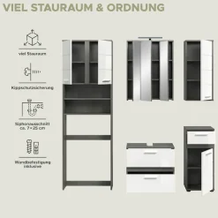 welltime Badmöbel-Set »LUCCA, 5-tlg. Badkombination, viel Stauraum, modernes Design« 5 Stk. tlg.