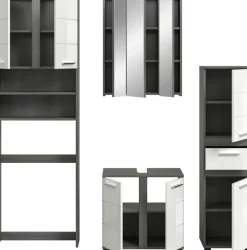 welltime Badmöbel-Set »LUCCA, 4-tlg. Badkombination, viel Stauraum, modernes Design« 4 Stk. tlg.