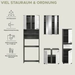 welltime Badmöbel-Set »LUCCA, 4-tlg. Badkombination, viel Stauraum, modernes Design« 4 Stk. tlg.