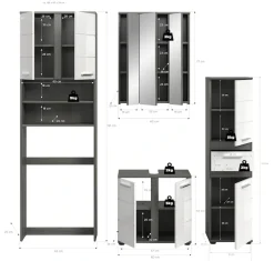 welltime Badmöbel-Set »LUCCA, 4-tlg. Badkombination, viel Stauraum, modernes Design« 4 Stk. tlg.
