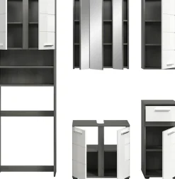 welltime Badmöbel-Set »LUCCA, 5-tlg. Badkombination, viel Stauraum, modernes Design« 5 Stk. tlg.