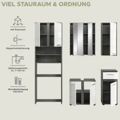 welltime Badmöbel-Set »LUCCA, 5-tlg. Badkombination, viel Stauraum, modernes Design« 5 Stk. tlg.