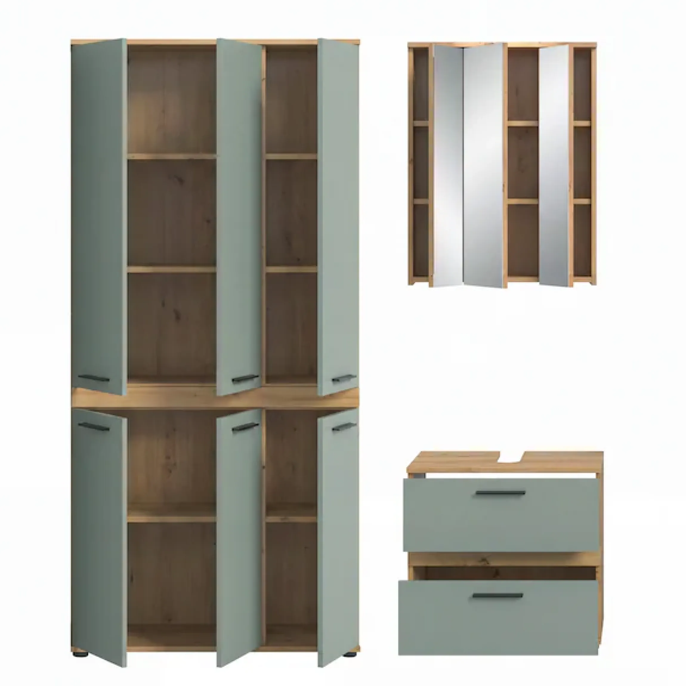 welltime Badmöbel-Set »LUCCA, 3-tlg. Badkombination, viel Stauraum, modernes Design« 3 Stk. tlg.