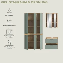 welltime Badmöbel-Set »LUCCA, 3-tlg. Badkombination, viel Stauraum, modernes Design« 3 Stk. tlg.
