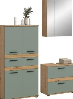 welltime Badmöbel-Set »LUCCA, 3-tlg. Badkombination, viel Stauraum, modernes Design« 3 Stk. tlg.