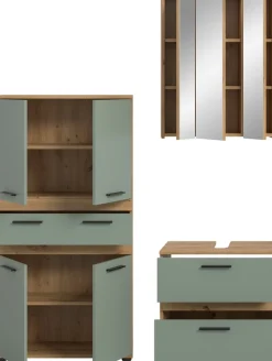 welltime Badmöbel-Set »LUCCA, 3-tlg. Badkombination, viel Stauraum, modernes Design« 3 Stk. tlg.