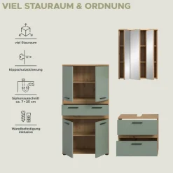 welltime Badmöbel-Set »LUCCA, 3-tlg. Badkombination, viel Stauraum, modernes Design« 3 Stk. tlg.