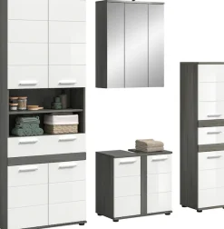 welltime Badmöbel-Set »LUCCA, 4-tlg. Badkombination, viel Stauraum, modernes Design« 4 Stk. tlg.