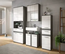 welltime Badmöbel-Set »LUCCA, 4-tlg. Badkombination, viel Stauraum, modernes Design« 4 Stk. tlg.