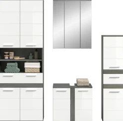 welltime Badmöbel-Set »LUCCA, 4-tlg. Badkombination, viel Stauraum, modernes Design« 4 Stk. tlg.