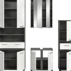 welltime Badmöbel-Set »LUCCA, 4-tlg. Badkombination, viel Stauraum, modernes Design« 4 Stk. tlg.