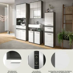 welltime Badmöbel-Set »LUCCA, 4-tlg. Badkombination, viel Stauraum, modernes Design« 4 Stk. tlg.