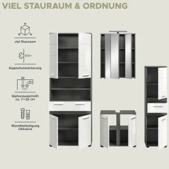 welltime Badmöbel-Set »LUCCA, 4-tlg. Badkombination, viel Stauraum, modernes Design« 4 Stk. tlg.