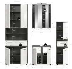 welltime Badmöbel-Set »LUCCA, 4-tlg. Badkombination, viel Stauraum, modernes Design« 4 Stk. tlg.
