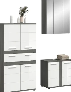 welltime Badmöbel-Set »LUCCA, 3-tlg. Badkombination, viel Stauraum, modernes Design« 3 Stk. tlg.