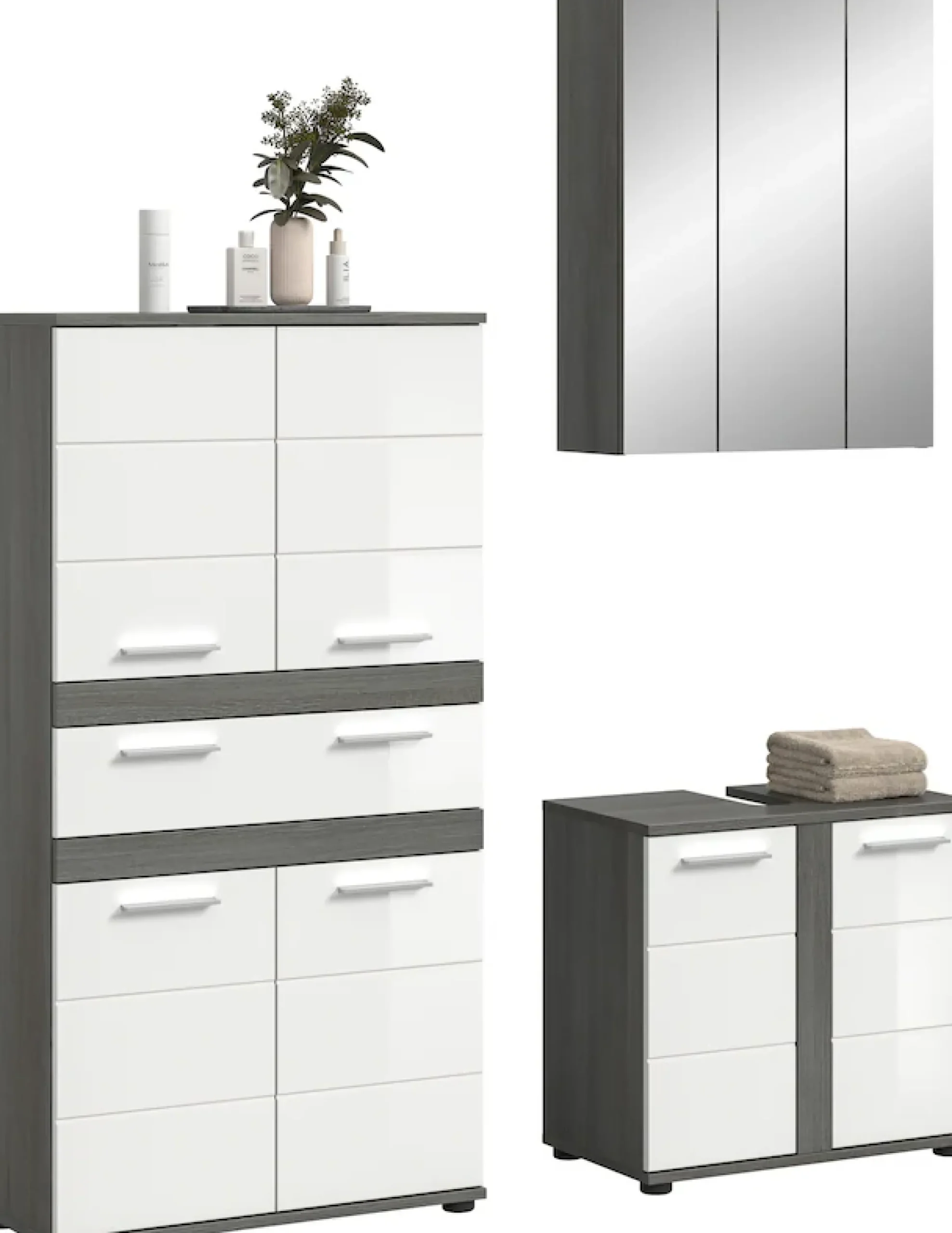 welltime Badmöbel-Set »LUCCA, 3-tlg. Badkombination, viel Stauraum, modernes Design« 3 Stk. tlg.