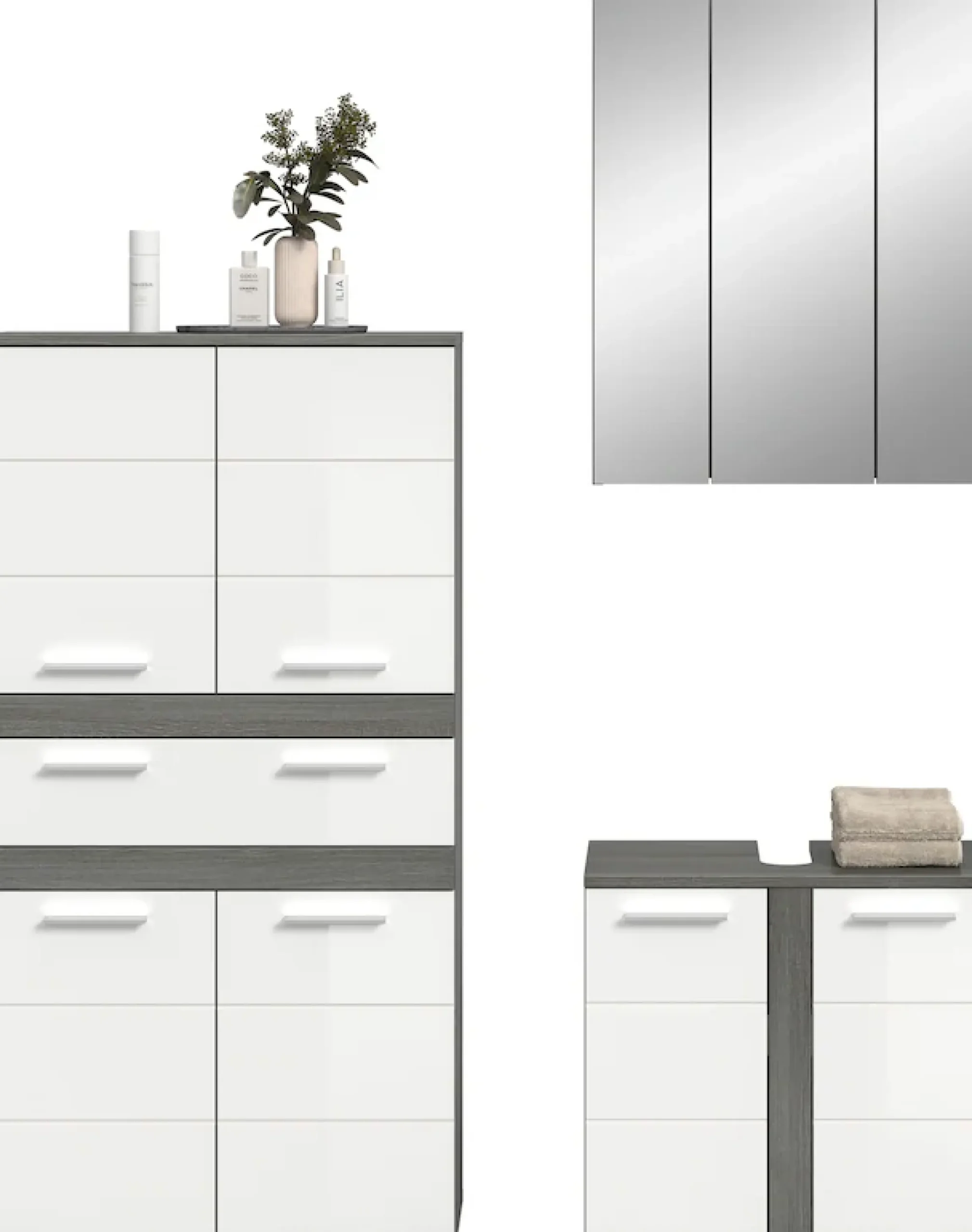 welltime Badmöbel-Set »LUCCA, 3-tlg. Badkombination, viel Stauraum, modernes Design« 3 Stk. tlg.