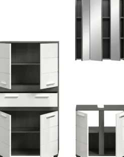 welltime Badmöbel-Set »LUCCA, 3-tlg. Badkombination, viel Stauraum, modernes Design« 3 Stk. tlg.