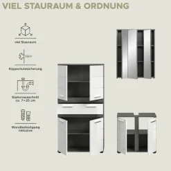 welltime Badmöbel-Set »LUCCA, 3-tlg. Badkombination, viel Stauraum, modernes Design« 3 Stk. tlg.