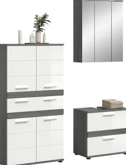 welltime Badmöbel-Set »LUCCA, 3-tlg. Badkombination, viel Stauraum, modernes Design« 3 Stk. tlg.