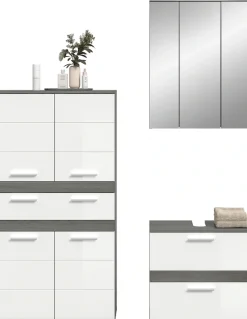 welltime Badmöbel-Set »LUCCA, 3-tlg. Badkombination, viel Stauraum, modernes Design« 3 Stk. tlg.