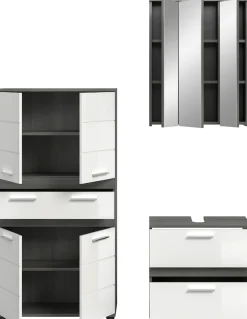 welltime Badmöbel-Set »LUCCA, 3-tlg. Badkombination, viel Stauraum, modernes Design« 3 Stk. tlg.