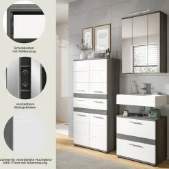 welltime Badmöbel-Set »LUCCA, 3-tlg. Badkombination, viel Stauraum, modernes Design« 3 Stk. tlg.