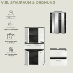 welltime Badmöbel-Set »LUCCA, 3-tlg. Badkombination, viel Stauraum, modernes Design« 3 Stk. tlg.