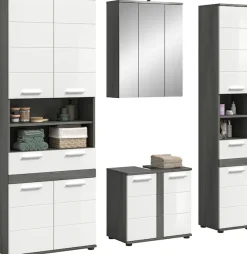 welltime Badmöbel-Set »LUCCA, 4-tlg. Badkombination, viel Stauraum, modernes Design« 4 Stk. tlg.