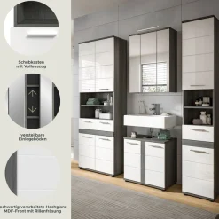welltime Badmöbel-Set »LUCCA, 4-tlg. Badkombination, viel Stauraum, modernes Design« 4 Stk. tlg.