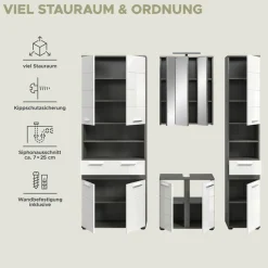 welltime Badmöbel-Set »LUCCA, 4-tlg. Badkombination, viel Stauraum, modernes Design« 4 Stk. tlg.