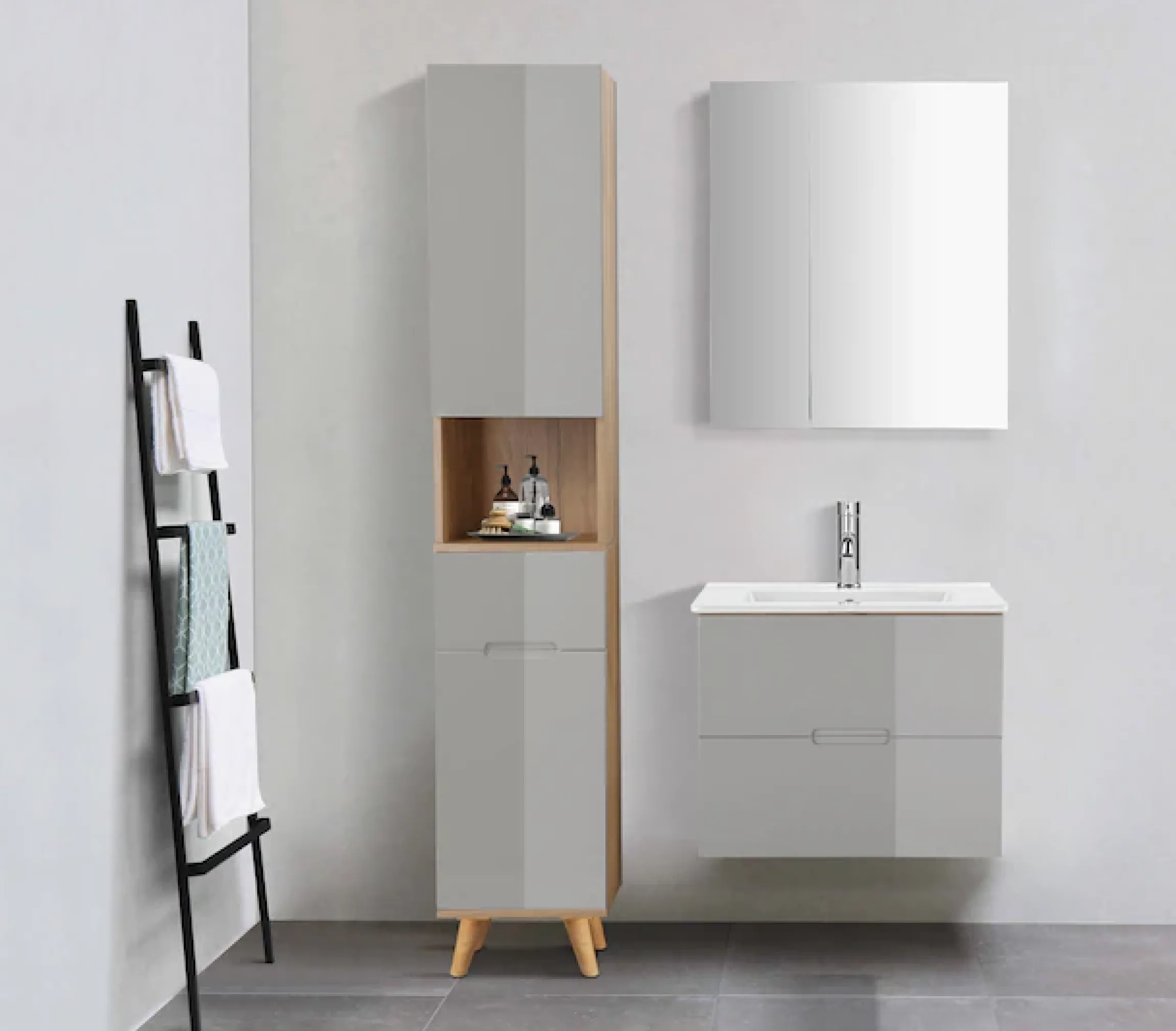 welltime Badmöbel-Set »Lund Badmöbel Set Badschrank Badezimmerset«