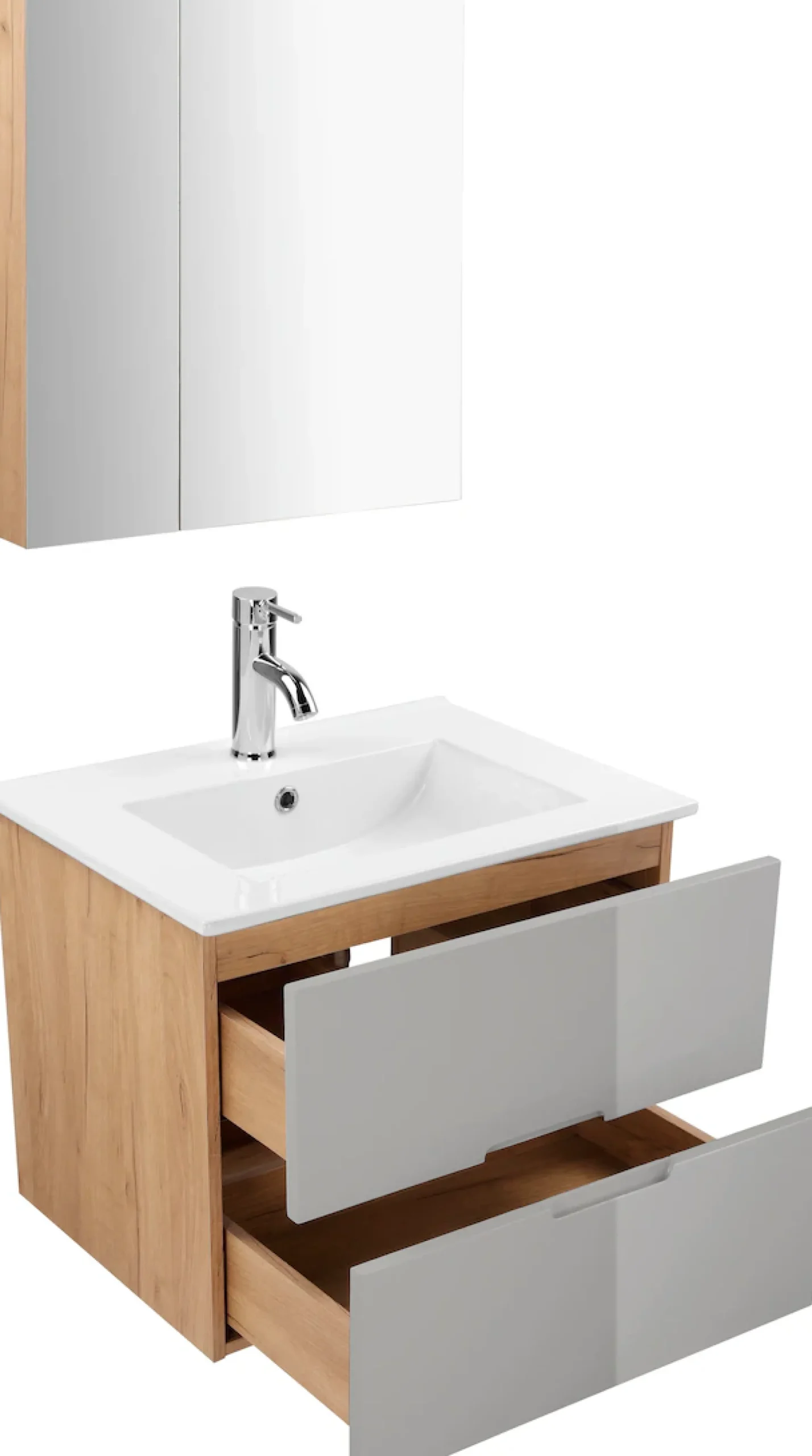 welltime Badmöbel-Set »Lund Badmöbel Set Badschrank Badezimmerset«