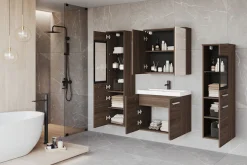 welltime Badmöbel-Set »MADRIT II, Schrank mit Waschbecken, 2 Hänger, Spiegelschrank« Komplett-Set, 5 Stk. tlg.