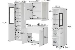 welltime Badmöbel-Set »MADRIT II, Schrank mit Waschbecken, 2 Hänger, Spiegelschrank« Komplett-Set, 5 Stk. tlg.