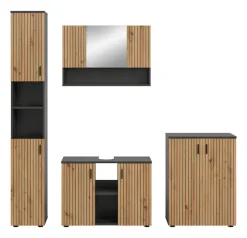 welltime Badmöbel-Set »MANI, 4-tlg. Badkombination, Paneeloptik« Set, Set, best. aus: 1Badschrank,1WBU,1Spiegelschrank,1Badschrank, 4 Stk. tlg.
