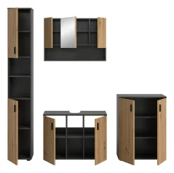 welltime Badmöbel-Set »MANI, 4-tlg. Badkombination, Paneeloptik« Set, Set, best. aus: 1Badschrank,1WBU,1Spiegelschrank,1Badschrank, 4 Stk. tlg.