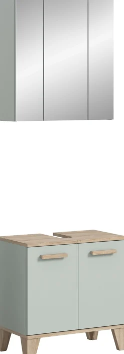 welltime Badmöbel-Set »MINTTU, 2-teilige moderne Badkombination im SCANDI-Look« bestehend aus: Waschbeckenunterschrank & Spiegelschrank, 2 Stk. tlg.