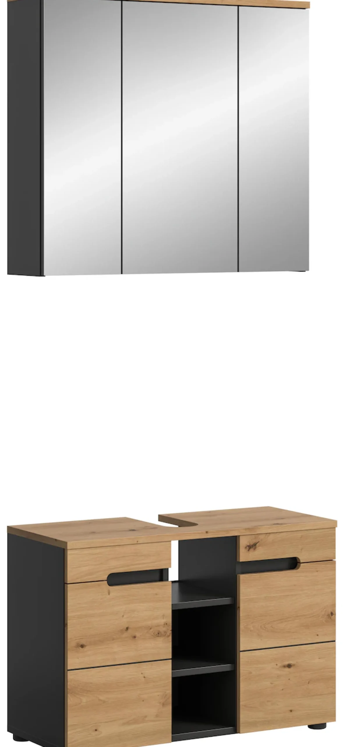 welltime Badmöbel-Set »REHAT, 2-teilig, Breite 80 cm, mit Grifflosen Fronten, bestehend aus:« 2 Stk. tlg.